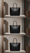 Obsidian Black full-grain leather tote