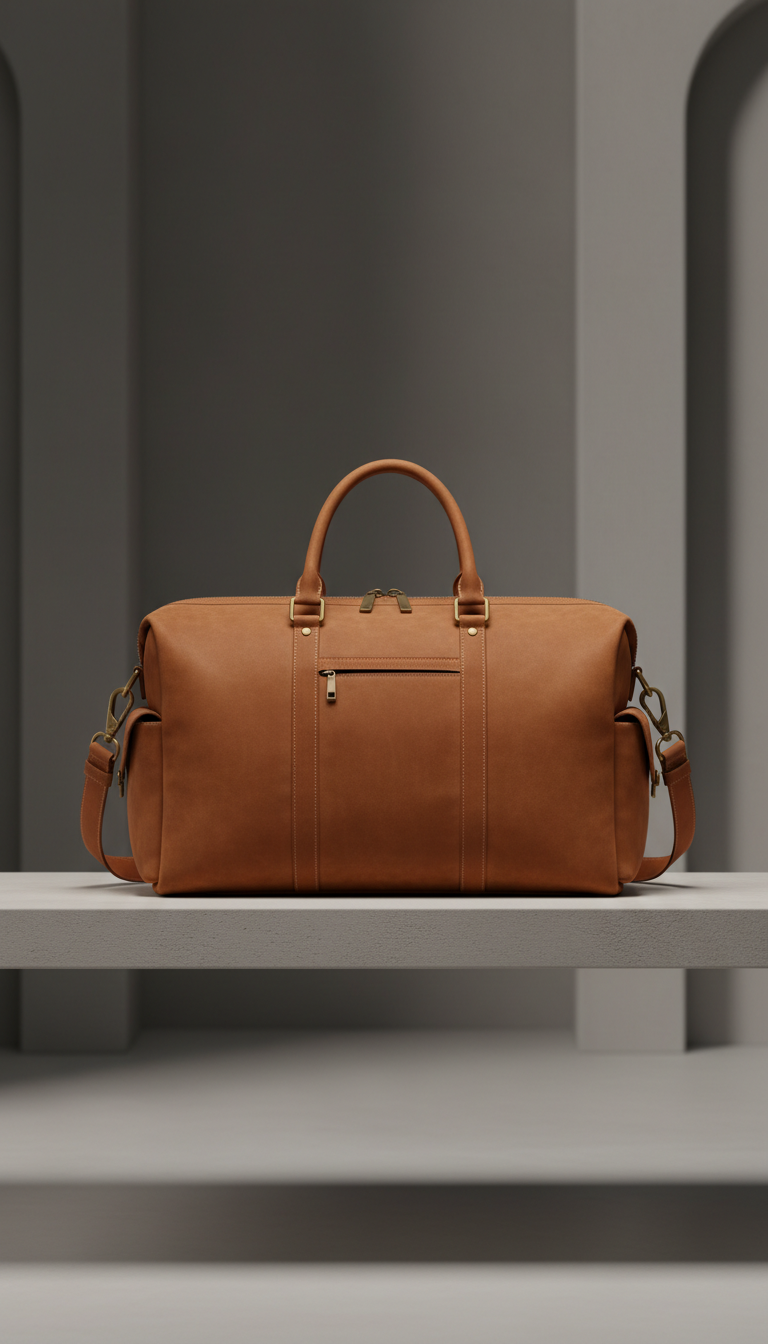 Cognac suede premium travel satchel